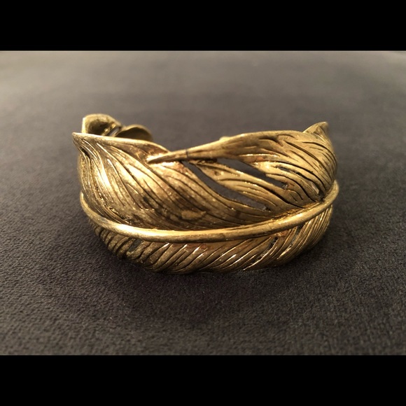 Fossil Gold Leaf Cuff Bracelet - Picture 1 of 3